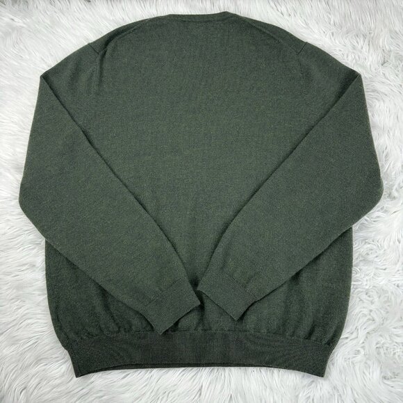 Brooks Brothers Men's Green Merino Wool V-Neck Long Sleeve Preppy Sweater XL/C44 - Picture 3 of 11